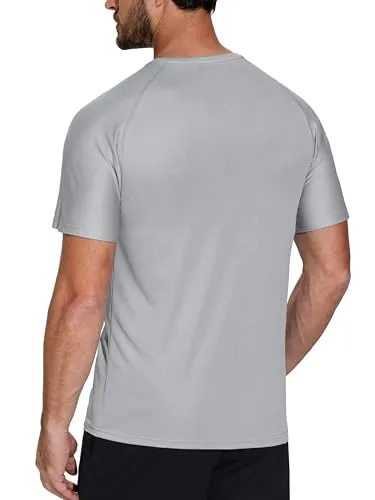 5 Pack Mesh Dry Fit Gym Tshirts for Men Quick Dry Crew Neck Running Active Fitness Training Sport Tee Shirts，BR-S
