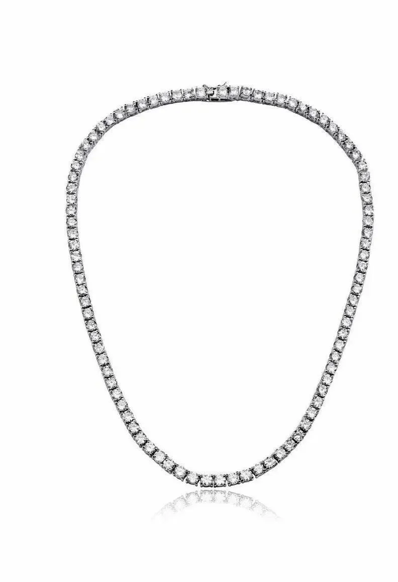 ADIRFINE 18K White Gold Plated Cubic Zirconia Choker Tennis Necklace