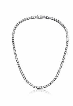 ADIRFINE 18K White Gold Plated Cubic Zirconia Choker Tennis Necklace