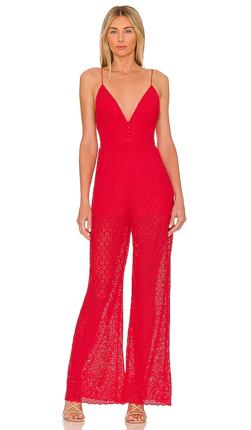 Alice   Olivia Tilly Wide Leg Jumpsuit in Red