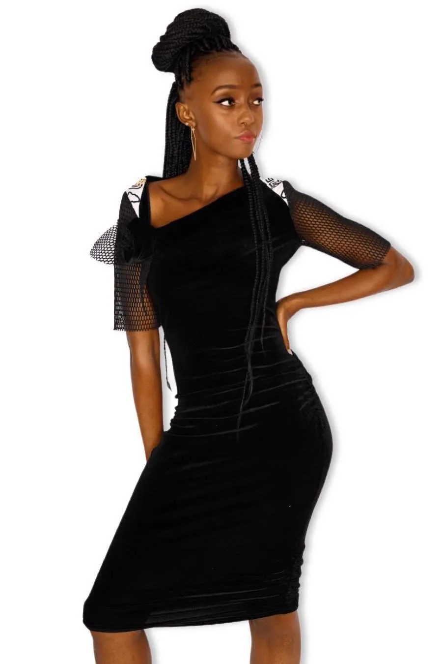 Black Velvet Dress Rose