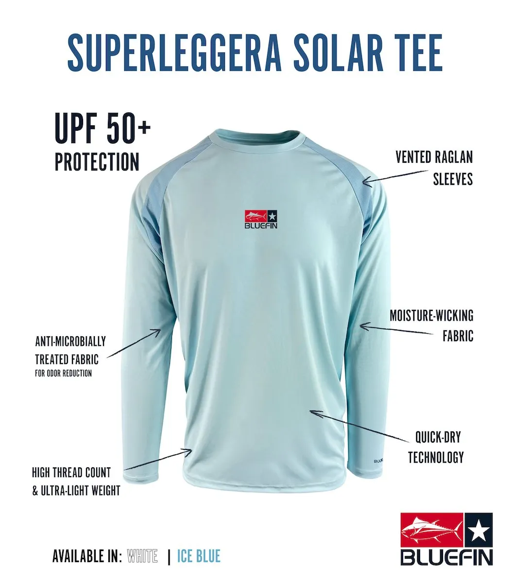 BLUEFIN SUPER LEGGERA L/S SOLAR TEE BLUEFIN USA LOGO