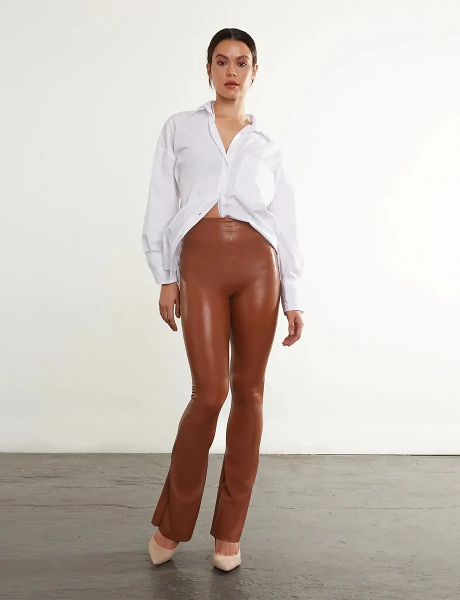 Commando: Faux Leather Flare Legging - Cocoa