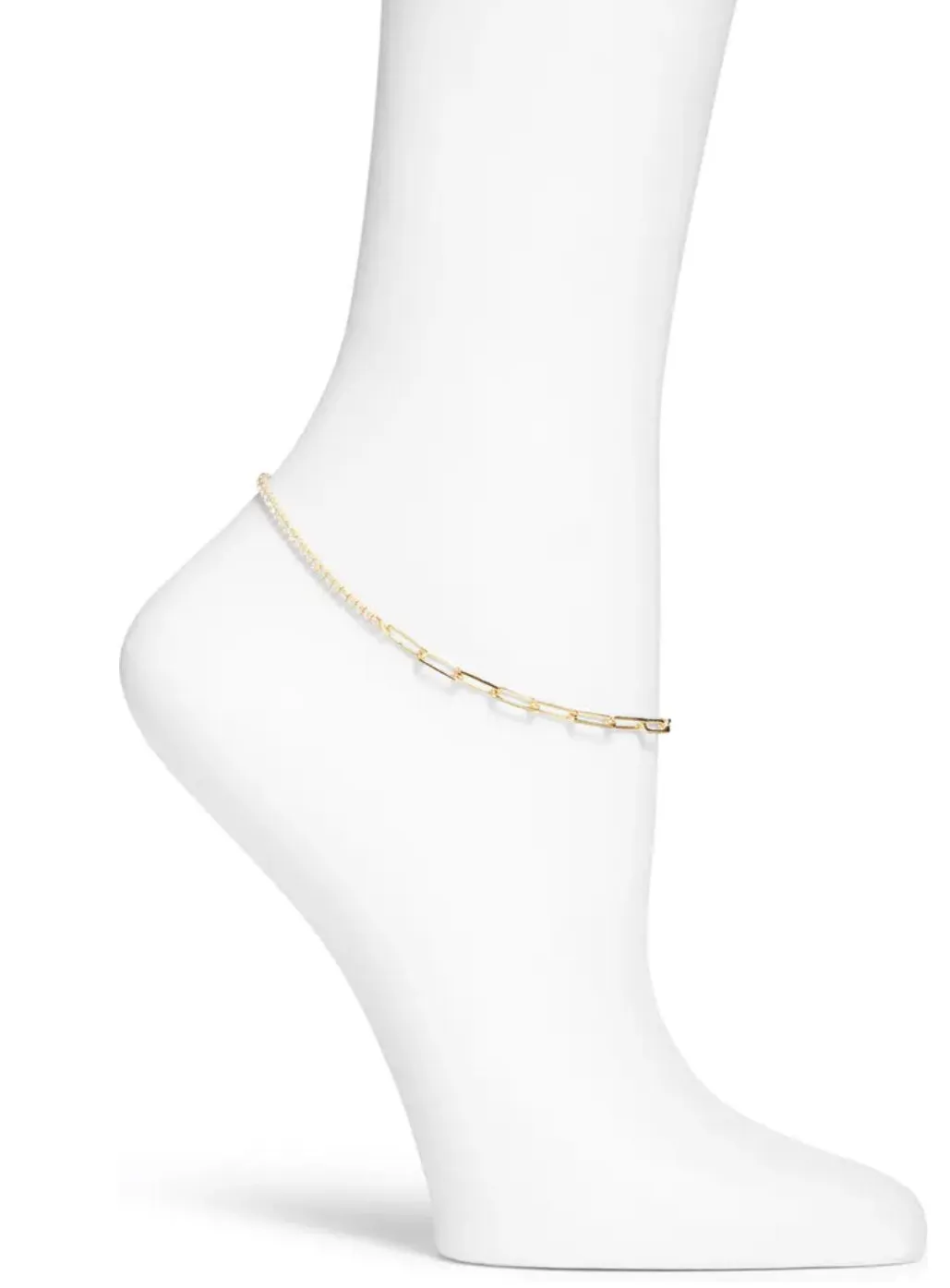 Half Tennis Half Paper Clip Anklet