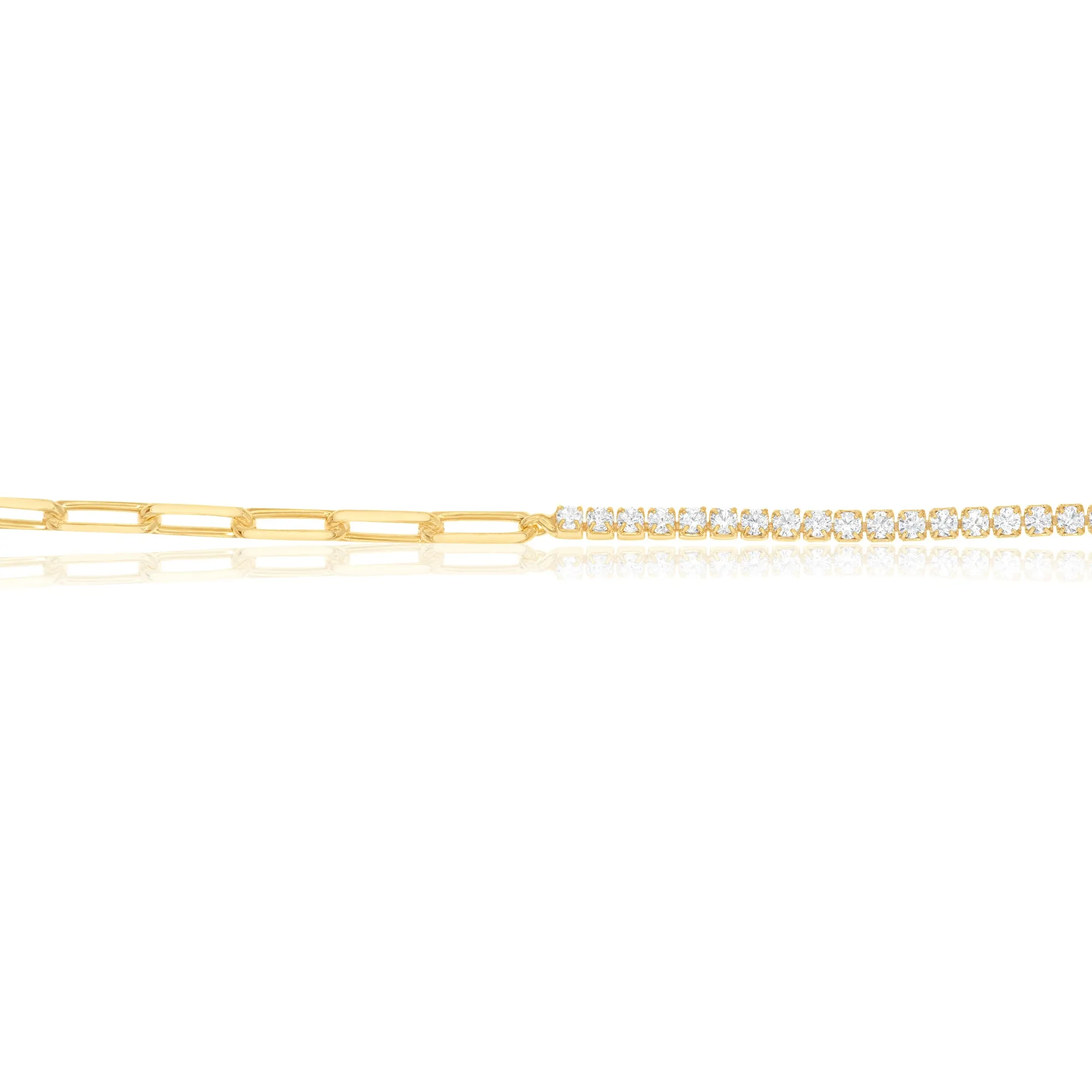 Half Tennis Half Paper Clip Anklet