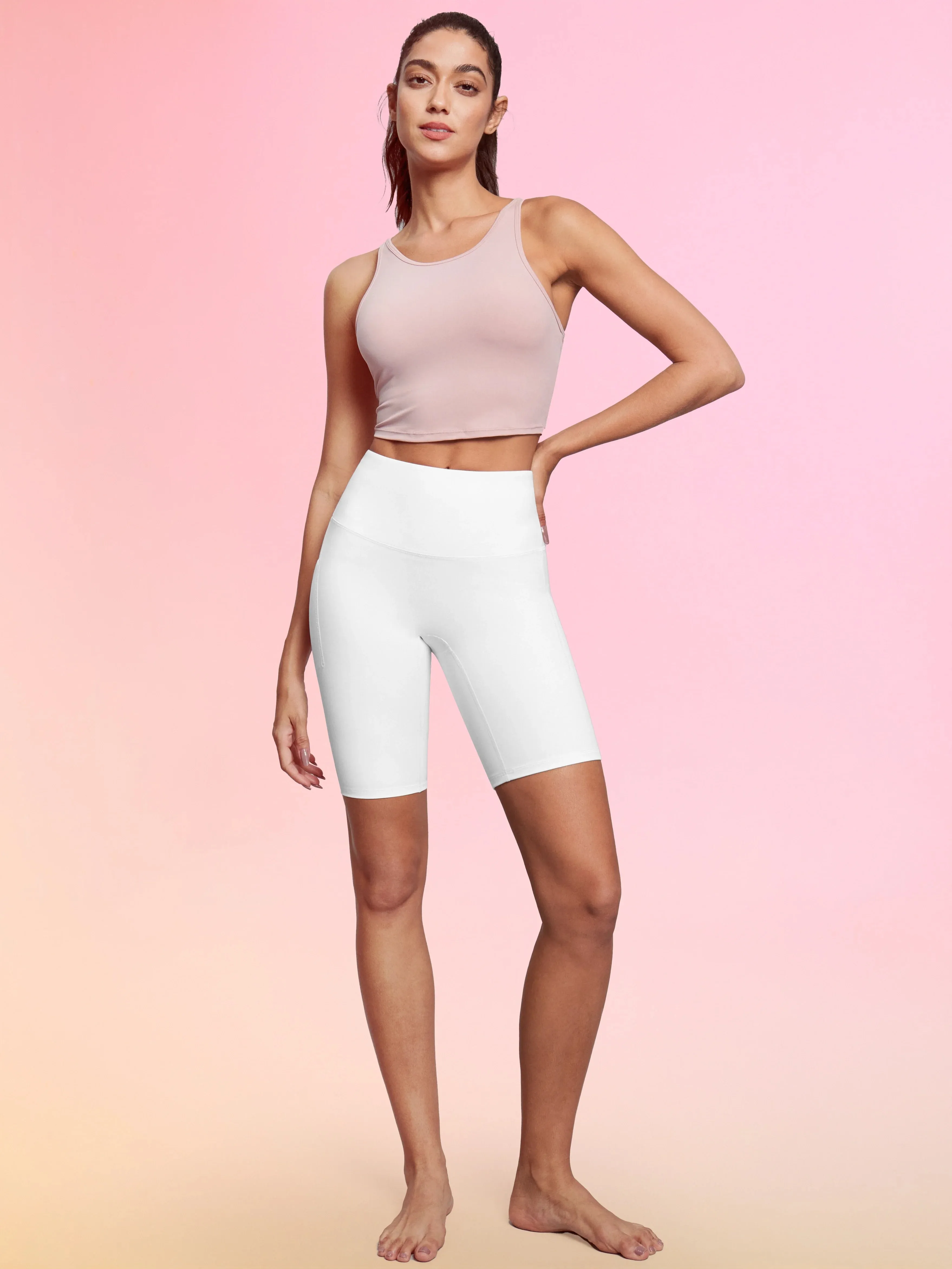 IUGA 8'' FlexTight™ No Front Seam Shorts With Pockets