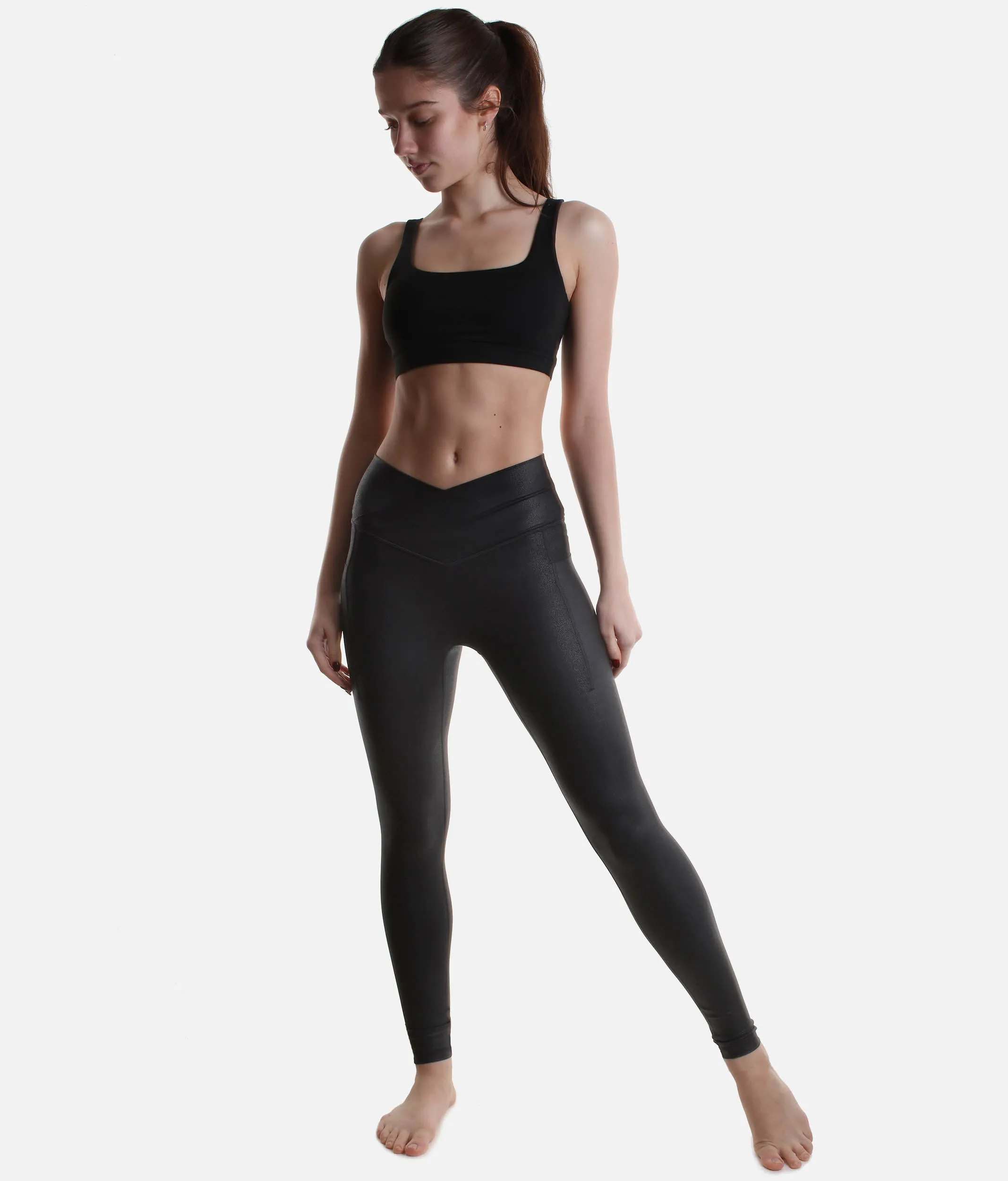 Squat-Proof Sleek Faux LEATHER LEGGINGS with Hourglass Fit