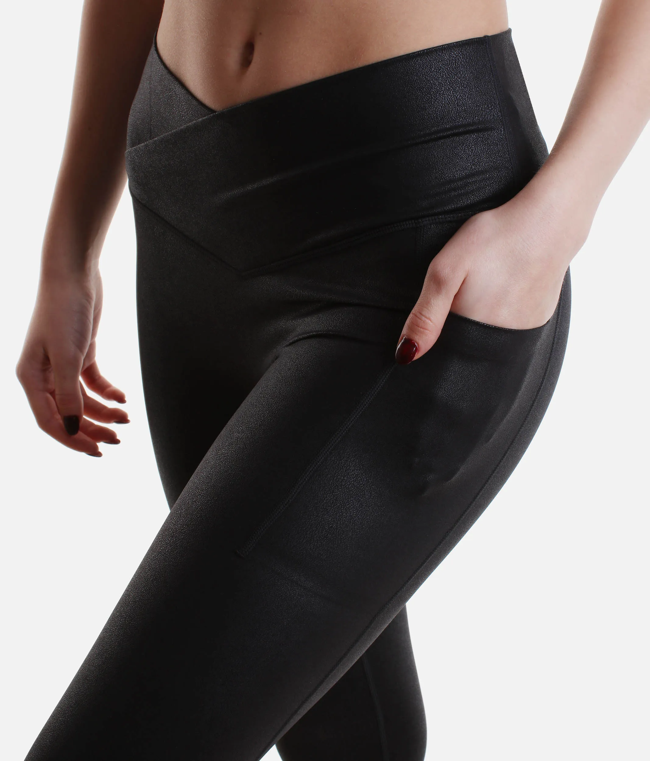 Squat-Proof Sleek Faux LEATHER LEGGINGS with Hourglass Fit