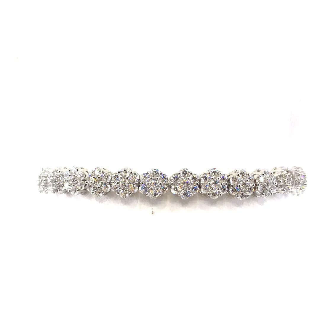 Sterling Silver Flower Tennis Bracelet
