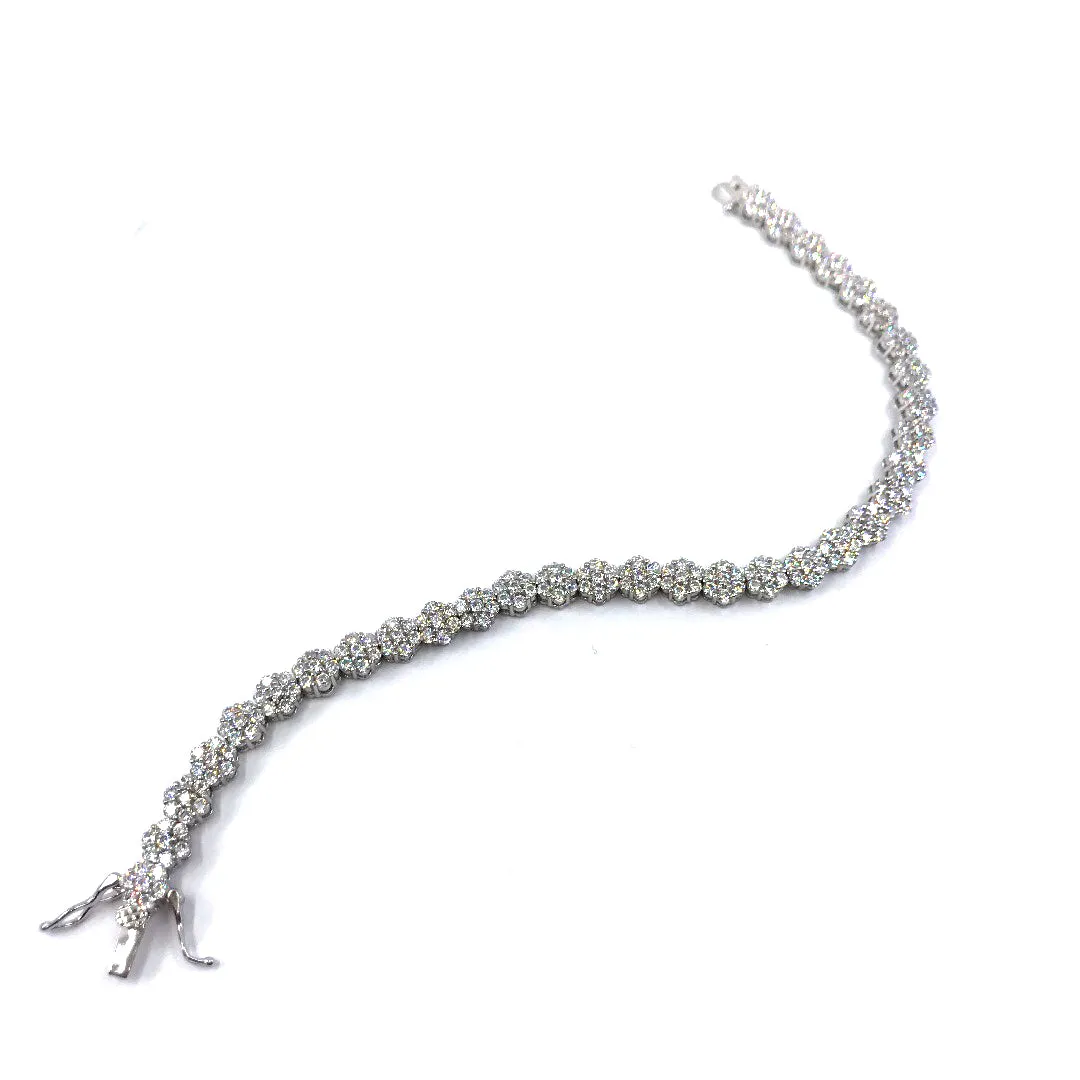 Sterling Silver Flower Tennis Bracelet