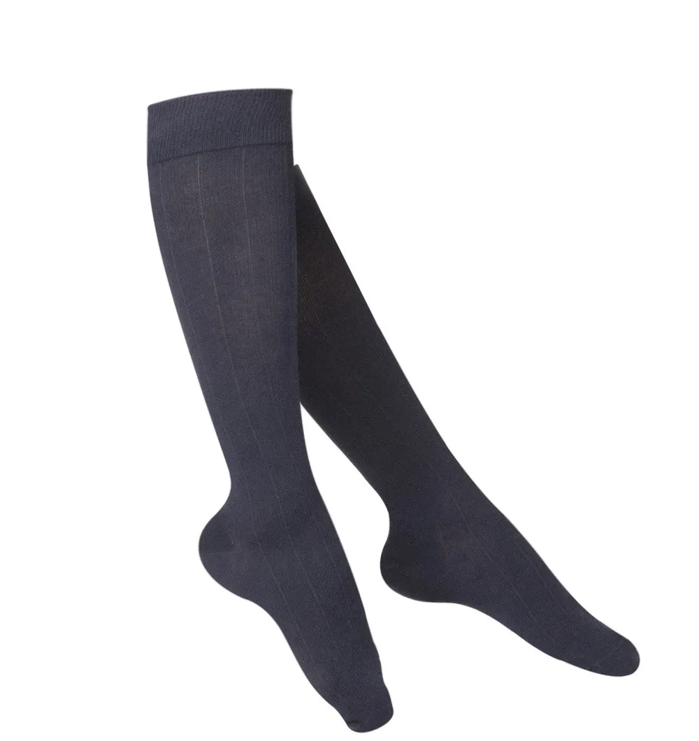 TOUCH Compression Socks for Women, 15-20 mmHg, Pattern Styling, Cotton, 1 pair, Navy