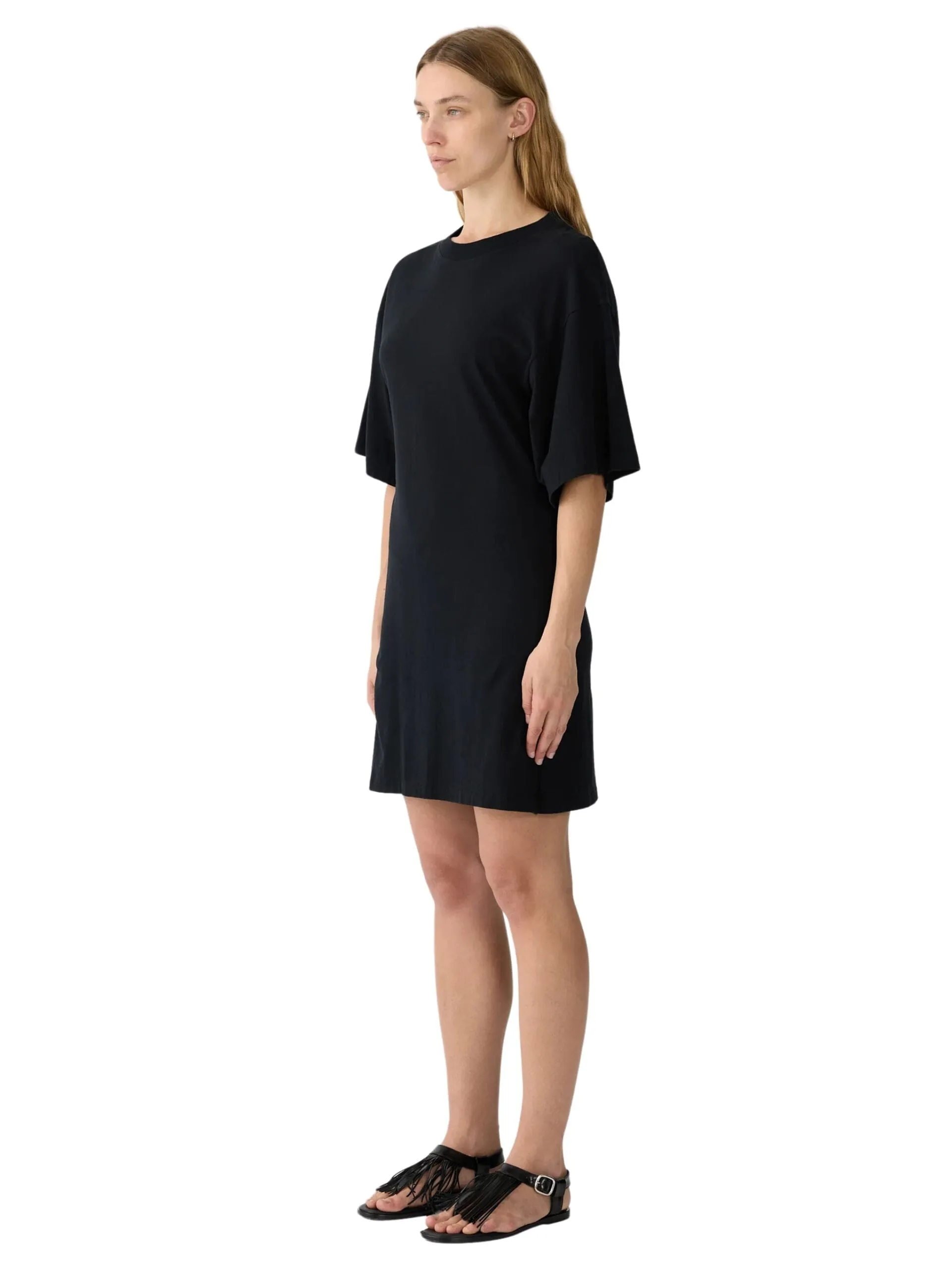 Waisted Short Sleeve Tennis Dress / Black